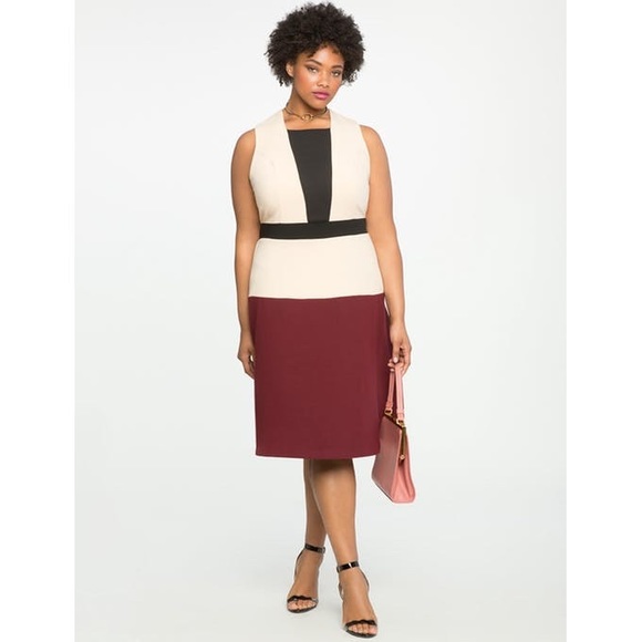 Eloquii Dresses & Skirts - Eloquii Maroon & Cream Colorblock Dress